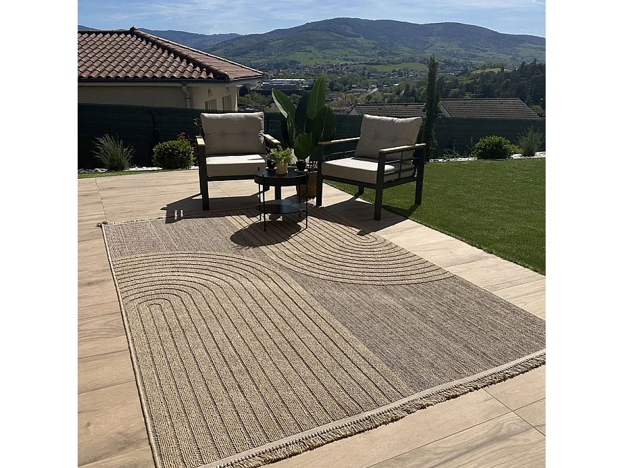 Tapis extérieur effet jute arc - CASSIS 93 Beige 160*230