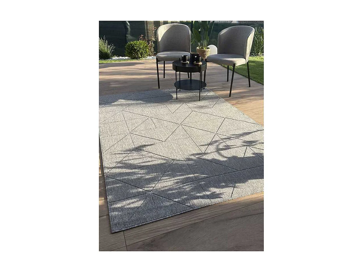 Tapis extérieur intérieur géométrique BODRUM 26 Gris 160*230