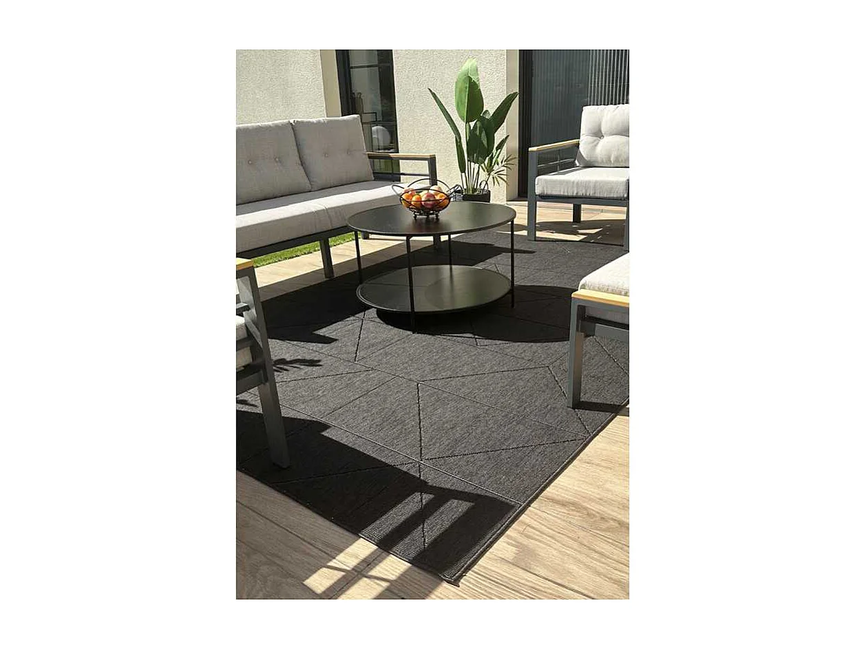 Tapis extérieur intérieur géométrique BODRUM 26 Noir 160*230