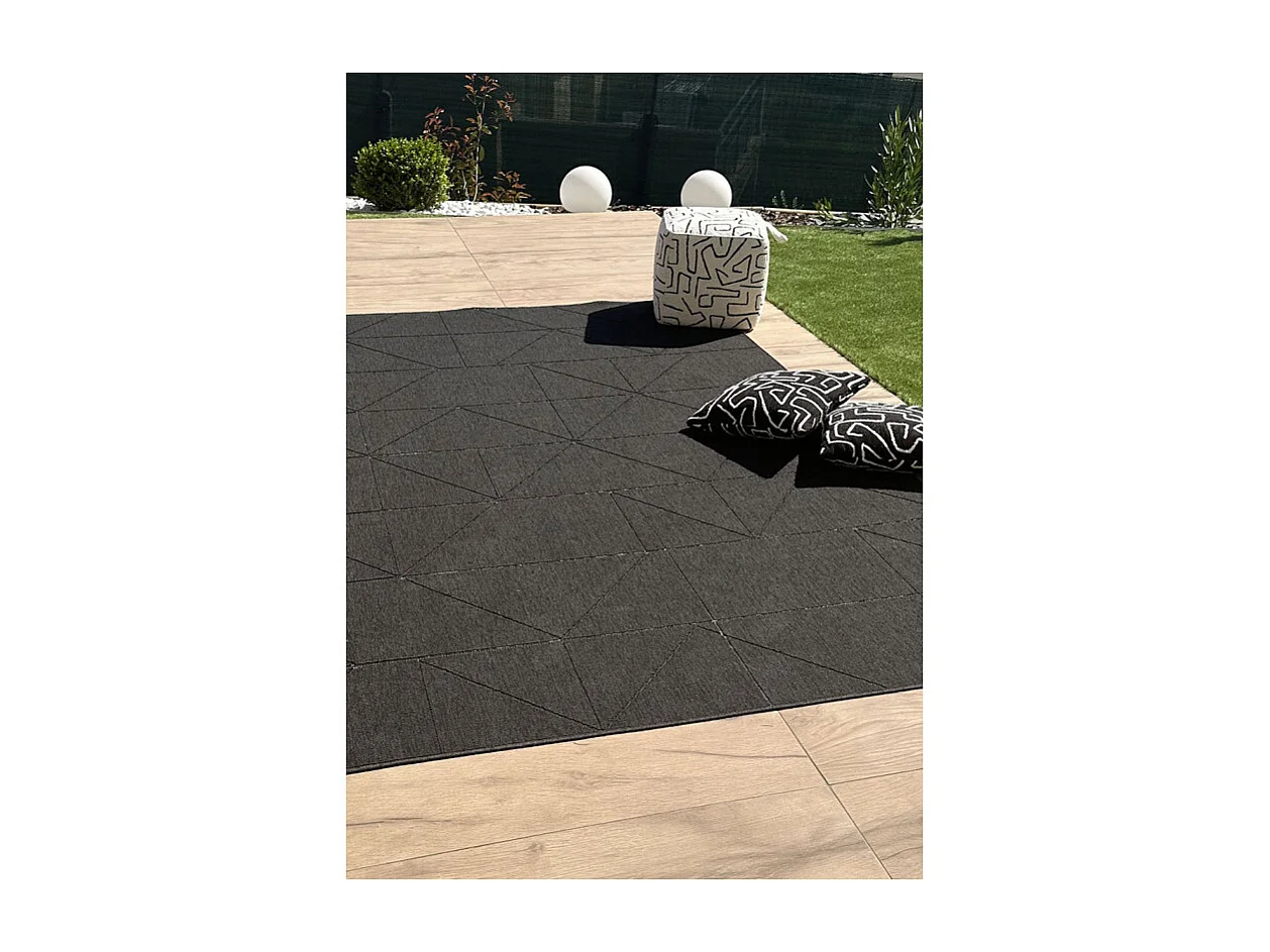 Tapis extérieur intérieur géométrique BODRUM 26 Noir 160*230