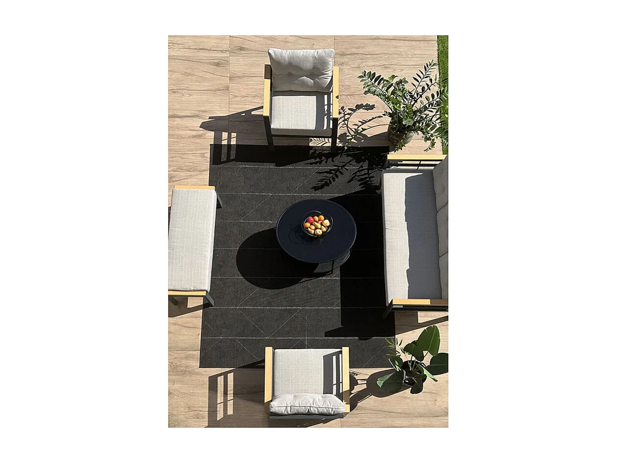 Tapis extérieur intérieur géométrique BODRUM 26 Noir 160*230