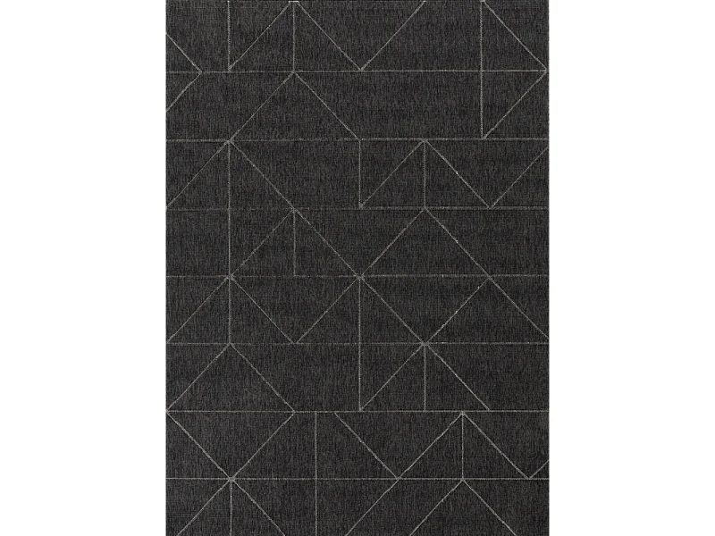 Tapis extérieur intérieur géométrique BODRUM 26 Noir 160*230