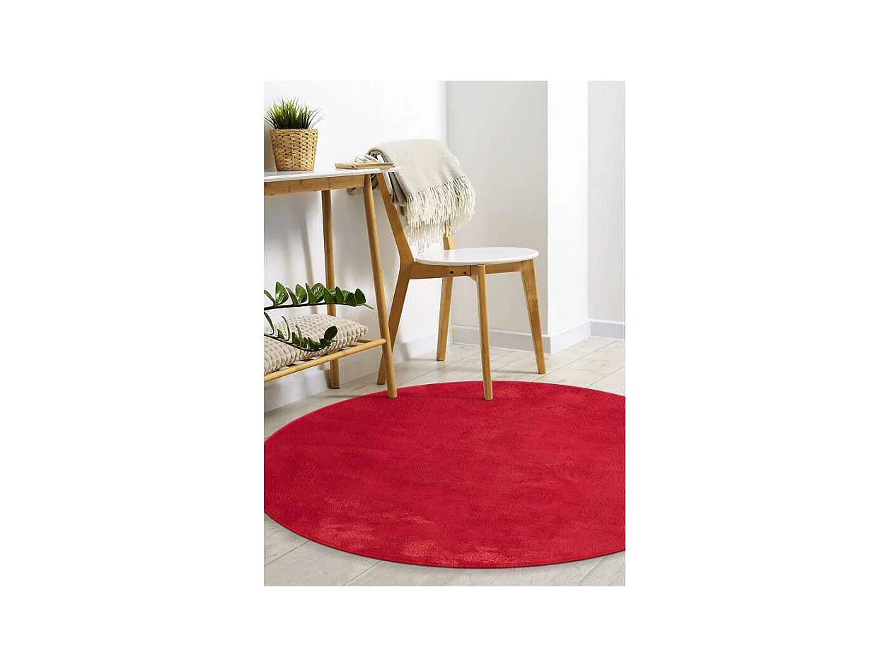 Tapis uni lavable doux - LOFT Rouge 120*120