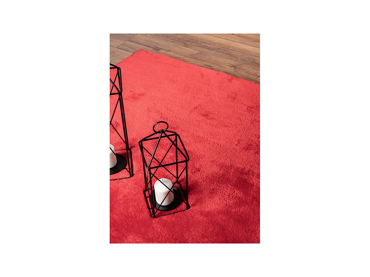 Tapis uni lavable doux - LOFT Rouge 120*120