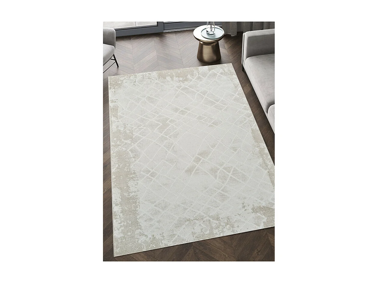 Tapis abstrait crème beige - TUNIS 15 Crème 80*150