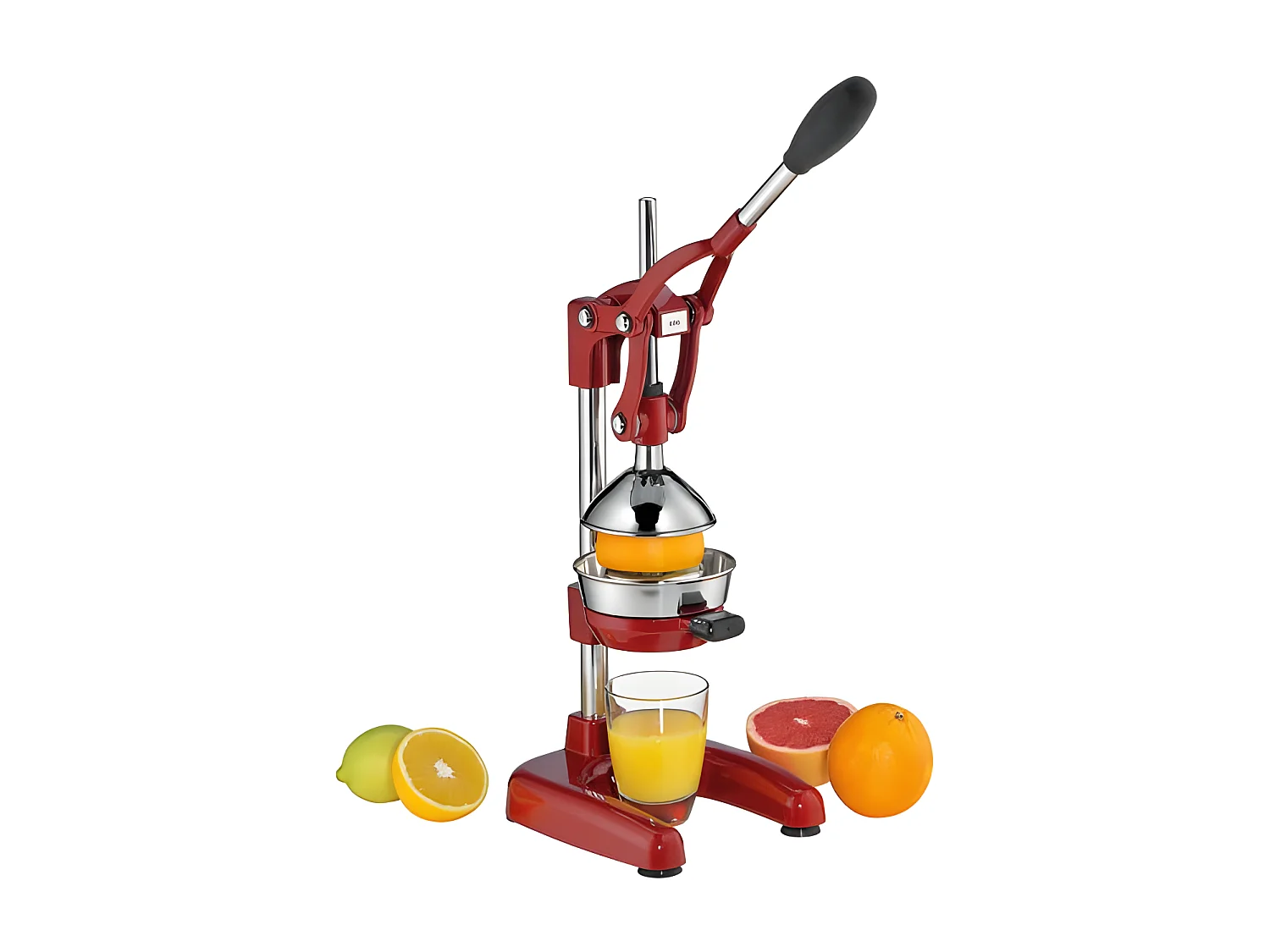 Presse-agrumes professionnel Amalfi rouge Kuchenprofi - Extracteur de jus de grenades et d'agrumes en acier inoxydable avec poignée longue et base stable
