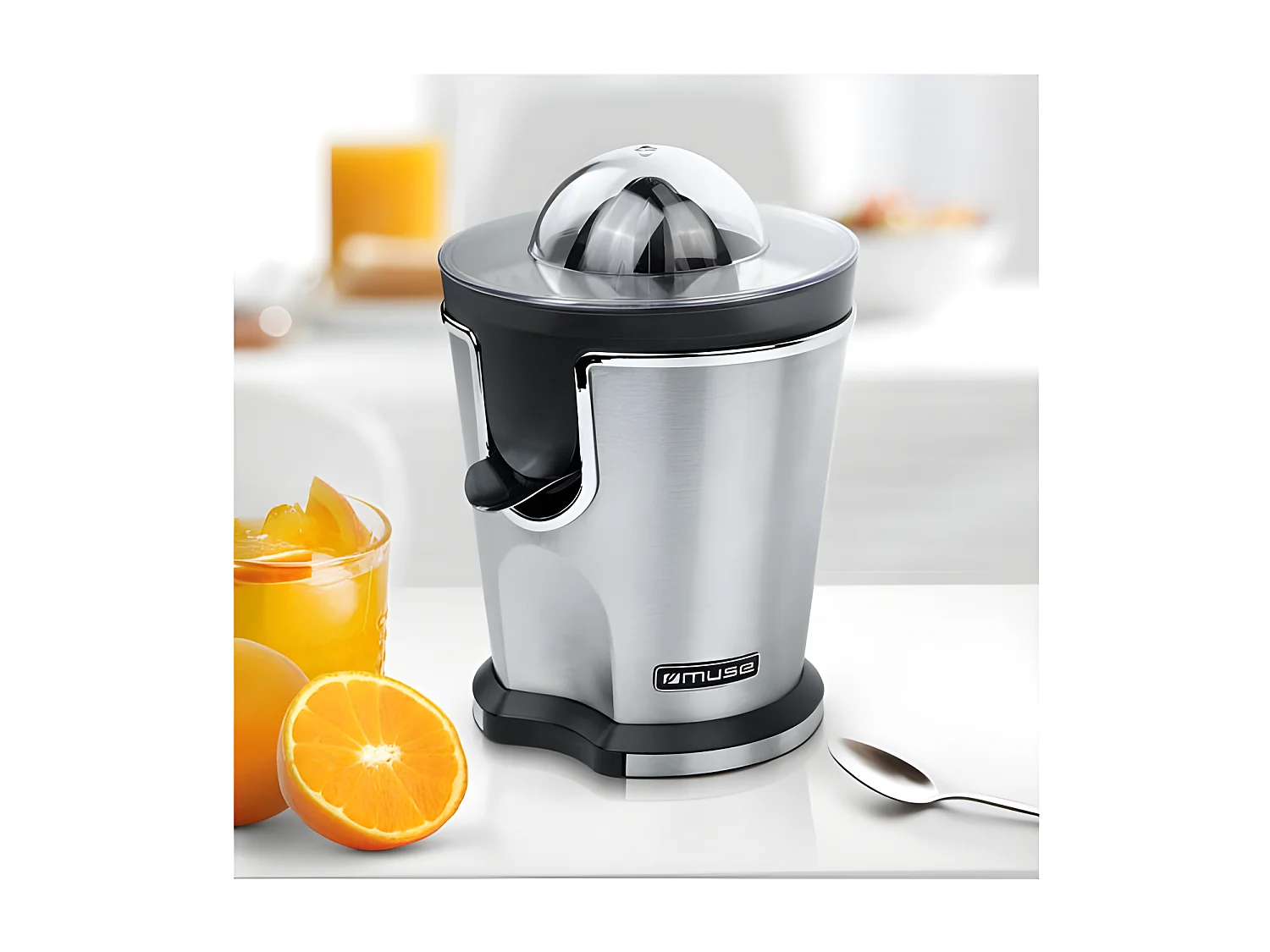 Roestvrijstalen citruspers met 2 kegels en transparante deksel - Collection of Inspiration