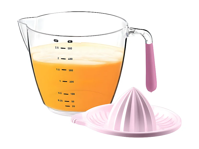 Manueller lila Zitruspresse Herzberg HG-CK179 mit ABS-Messbecher ohne BPA und rutschfester Basis