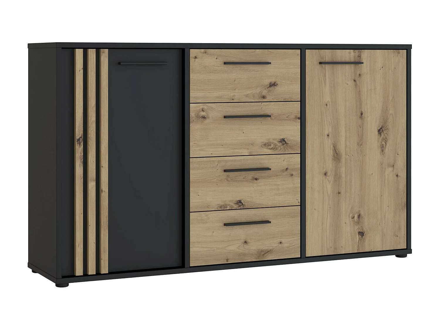 Sideboard Cardigan/Drehtüren&Schubladen/Schwarz&Braun