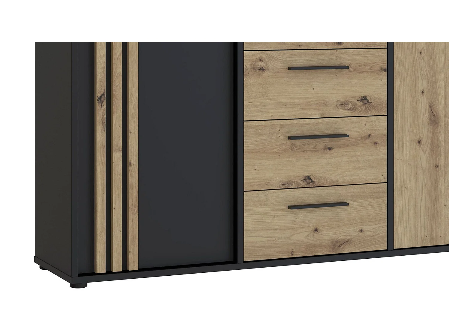 Sideboard Cardigan/Drehtüren&Schubladen/Schwarz&Braun