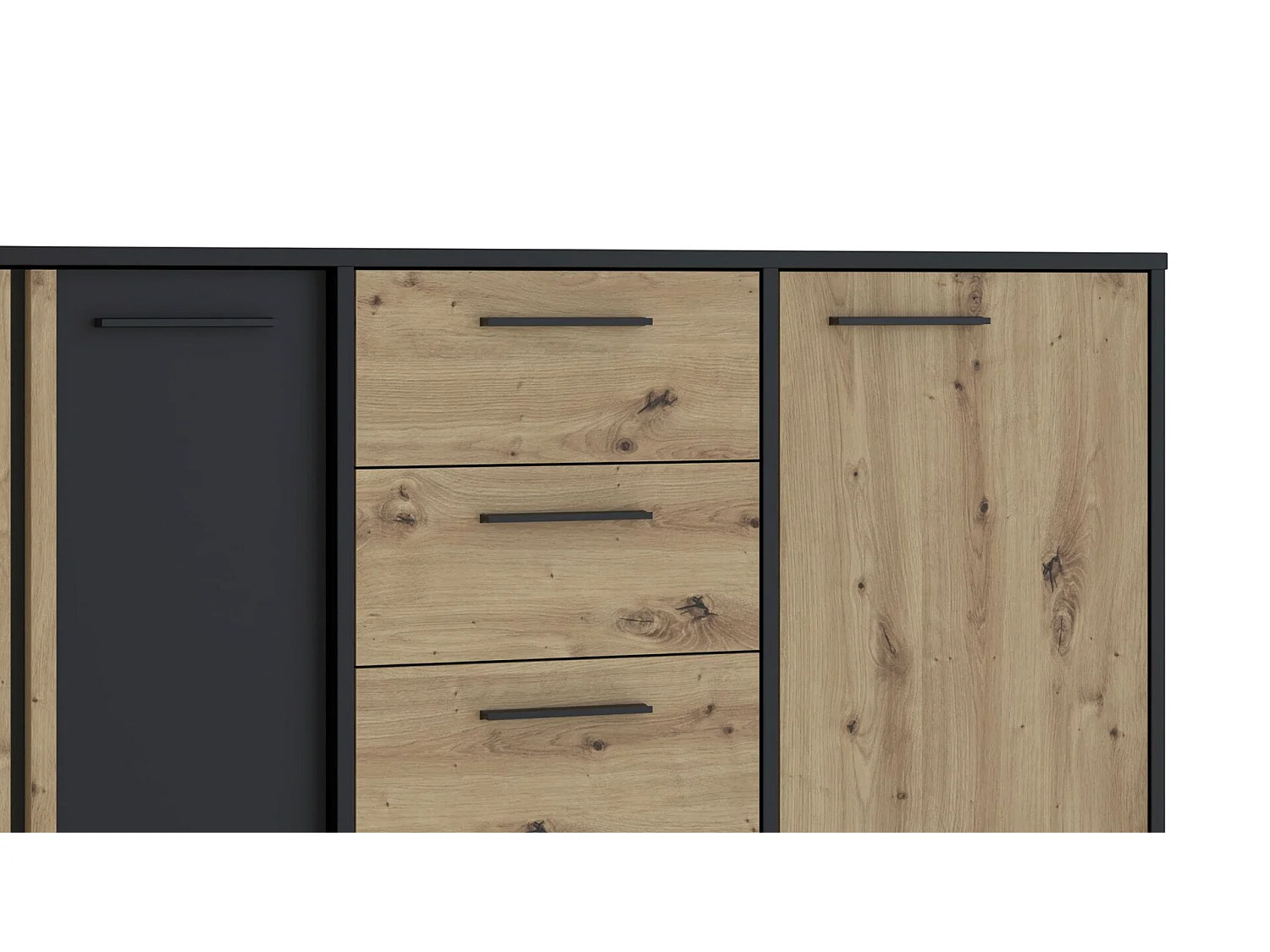 Sideboard Cardigan/Drehtüren&Schubladen/Schwarz&Braun