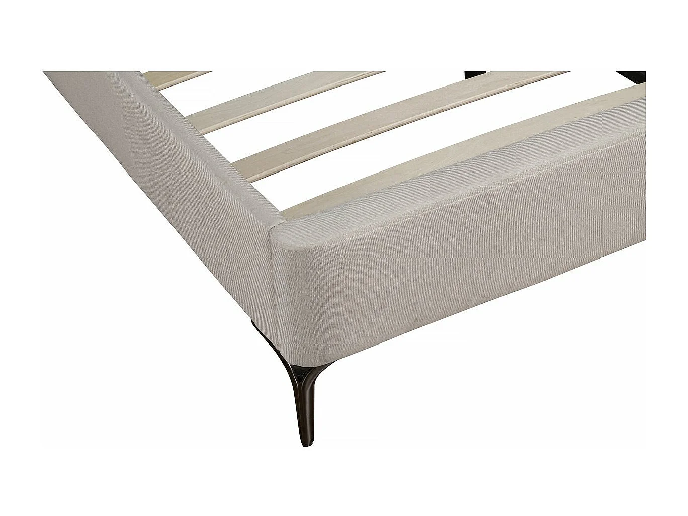 Cama de casal bege em tecido acolchoado "Aspen" 140x190cm com cabeceira de almofada