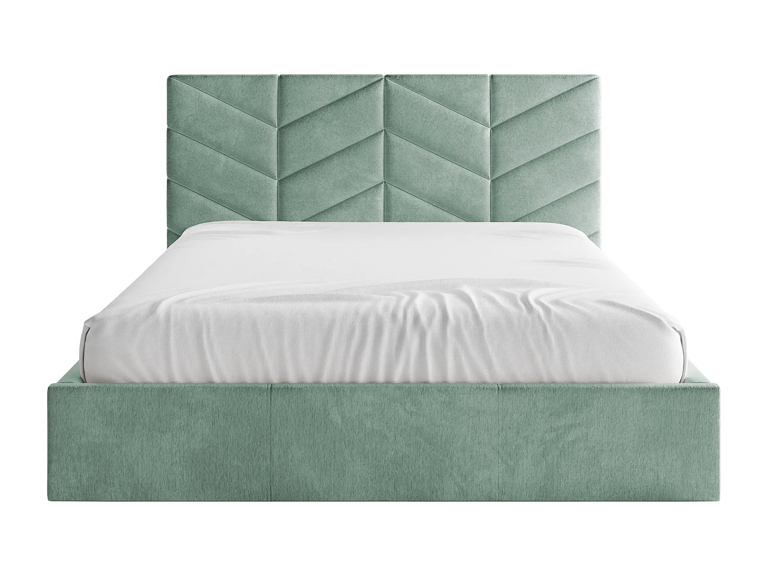 Lit coffre 140 x 190 cm - Tissu texturé - Vert amande - JUSTANI