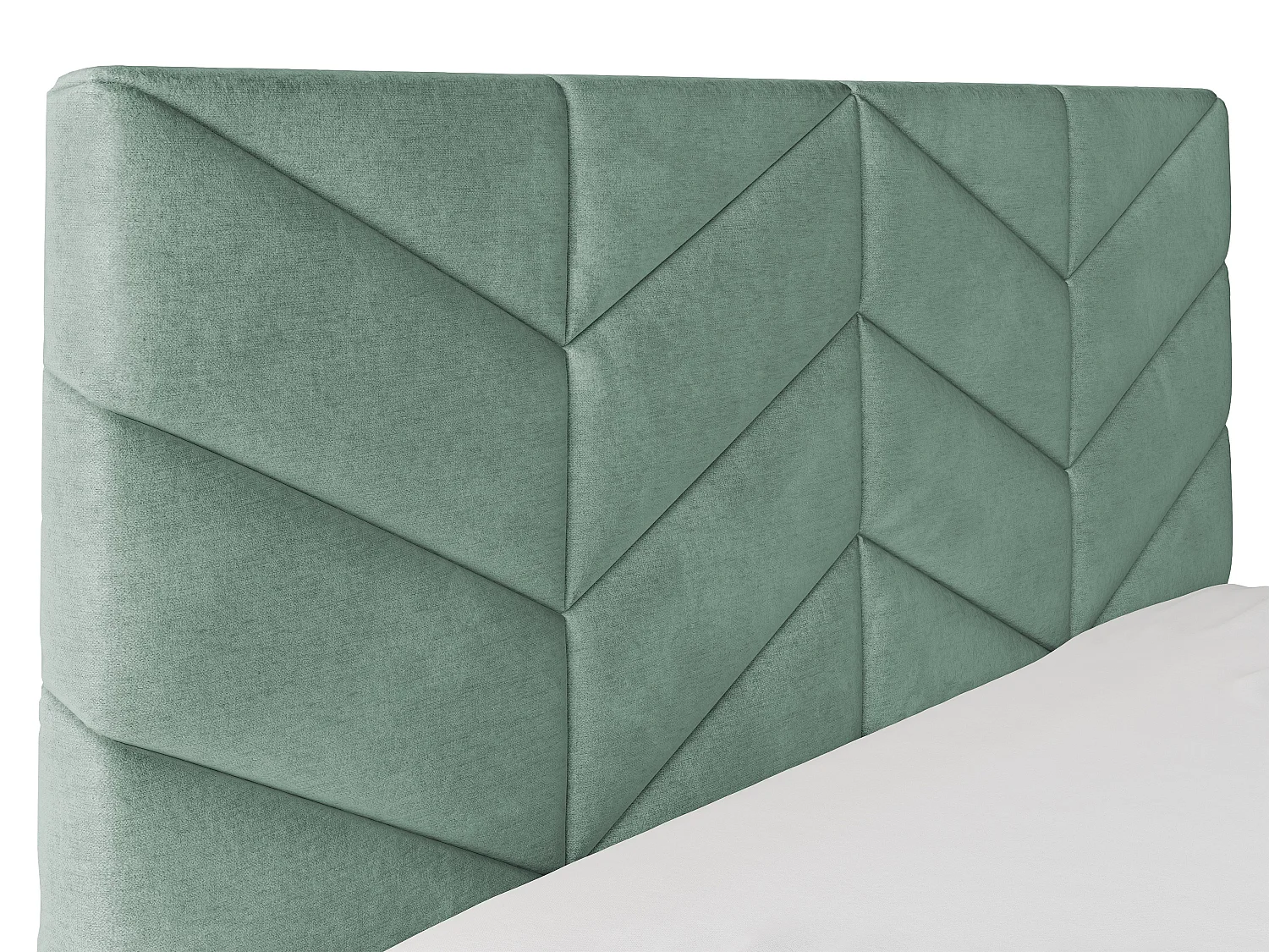 Lit coffre 140 x 190 cm - Tissu texturé - Vert amande - JUSTANI