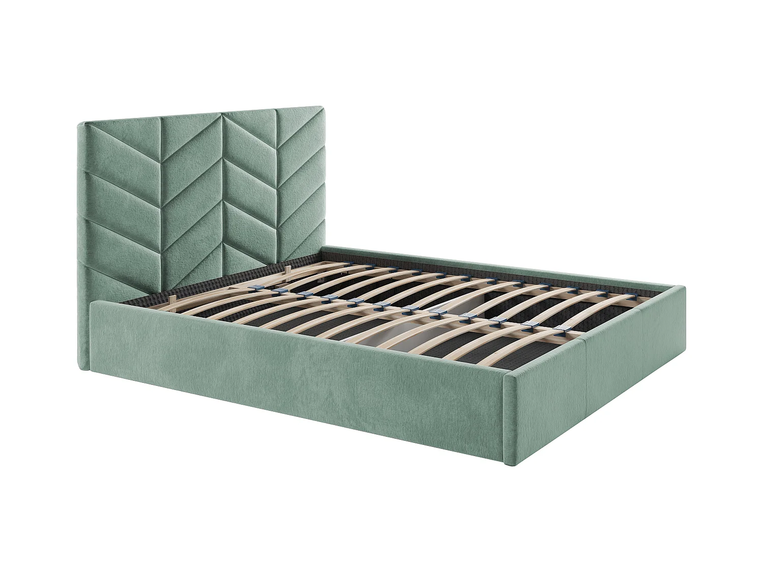 Letto con contenitore 140 x 190 cm Tessuto testurizzato Verde acqua - JUSTANI