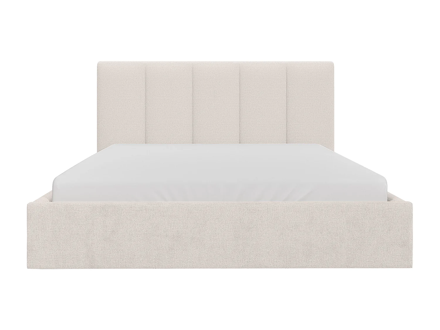 Bed met opbergruimte 140 x 190 cm met hoofdbord met verticale naden - Stof - Beige - KILACLO