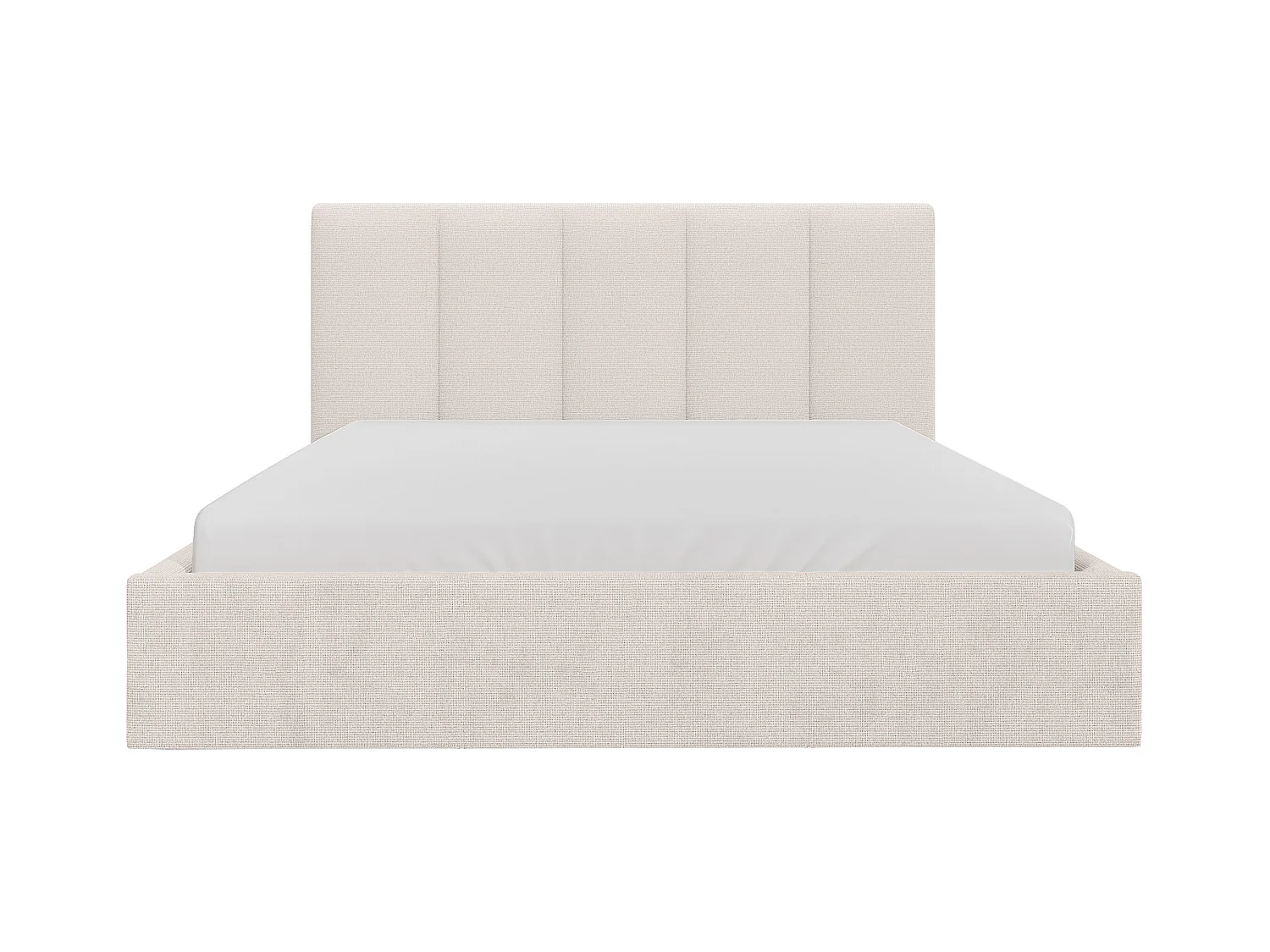 Bed met opbergruimte 180 x 200 cm met hoofdbord met verticale naden - Stof - Beige - KILACLO