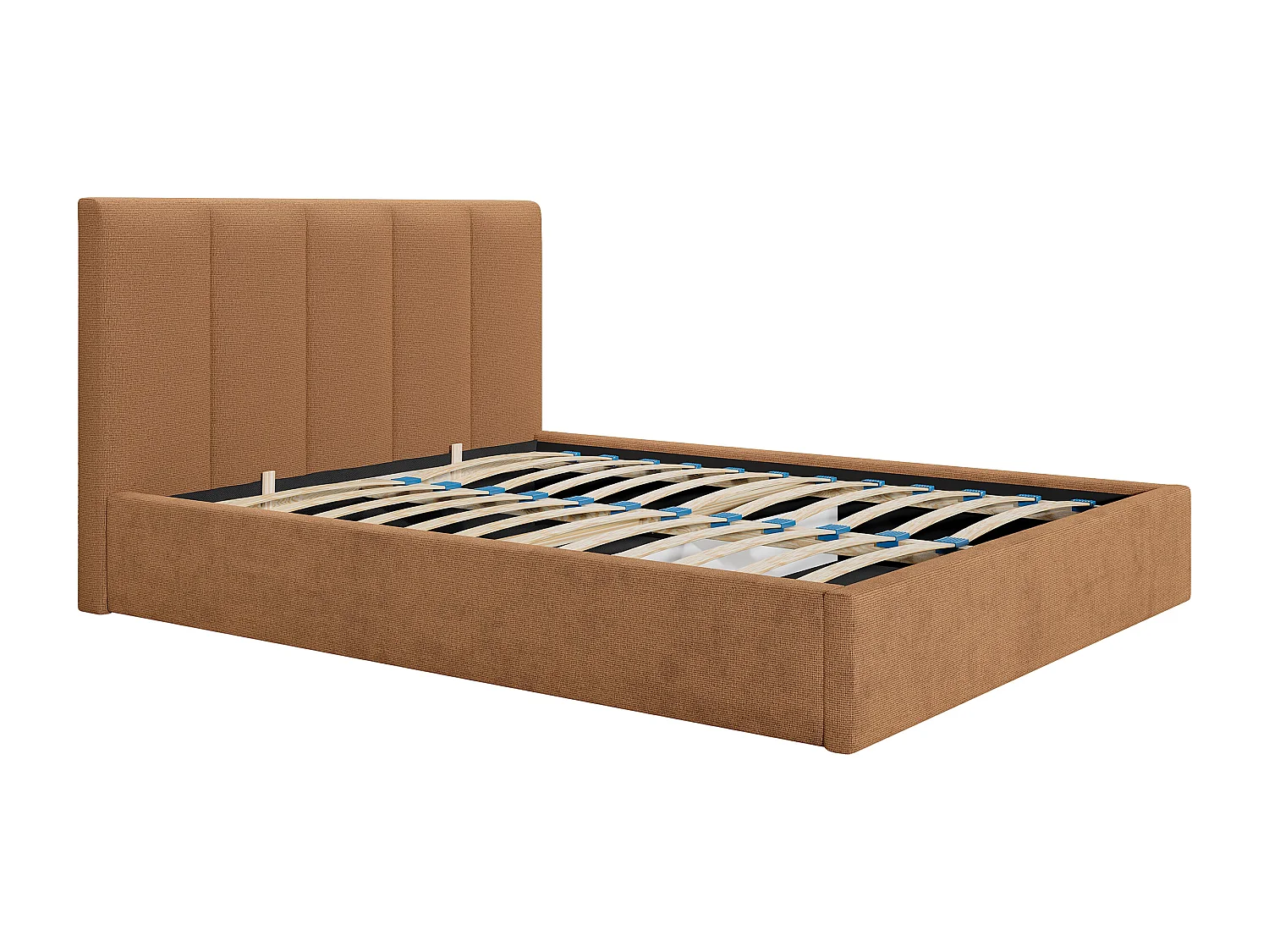 Oppbevaringsseng 180 x 200 cm med sengegavl med vertikale sømmer - Stoff - Terrakotta - KILACLO