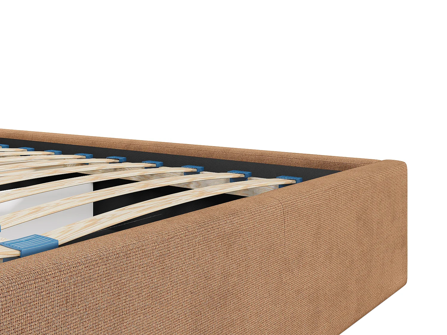 Oppbevaringsseng 180 x 200 cm med sengegavl med vertikale sømmer - Stoff - Terrakotta - KILACLO