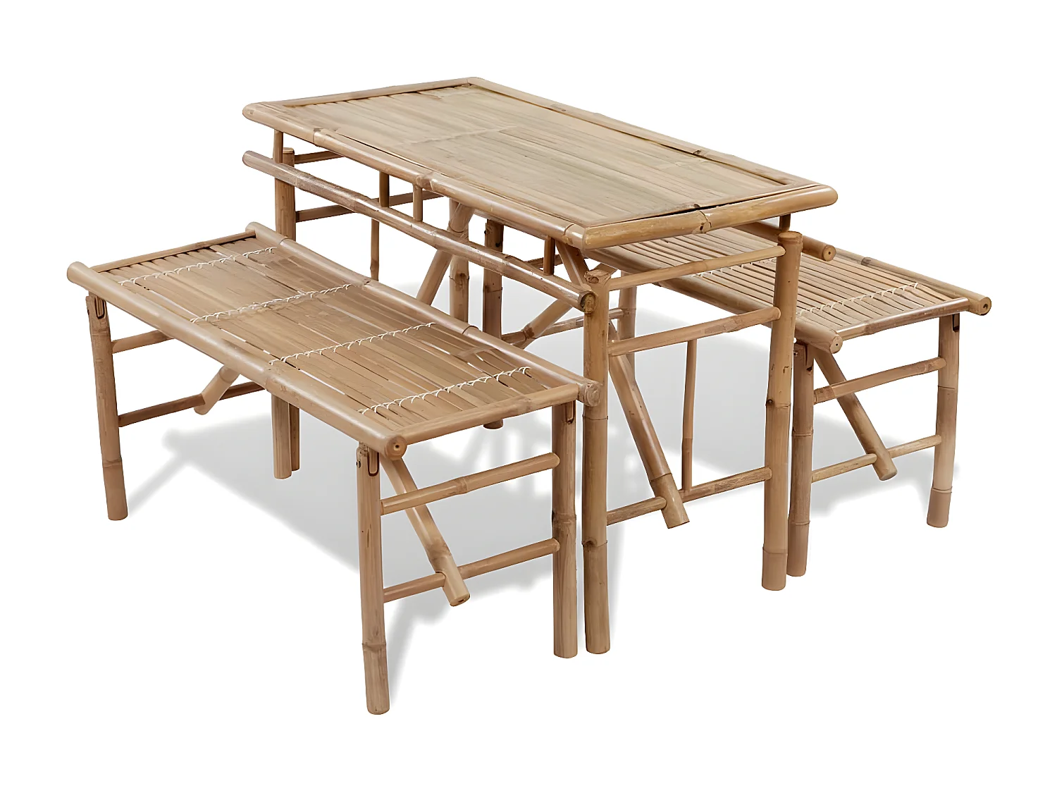 Table avec 2 bancs 100 cm Bambou