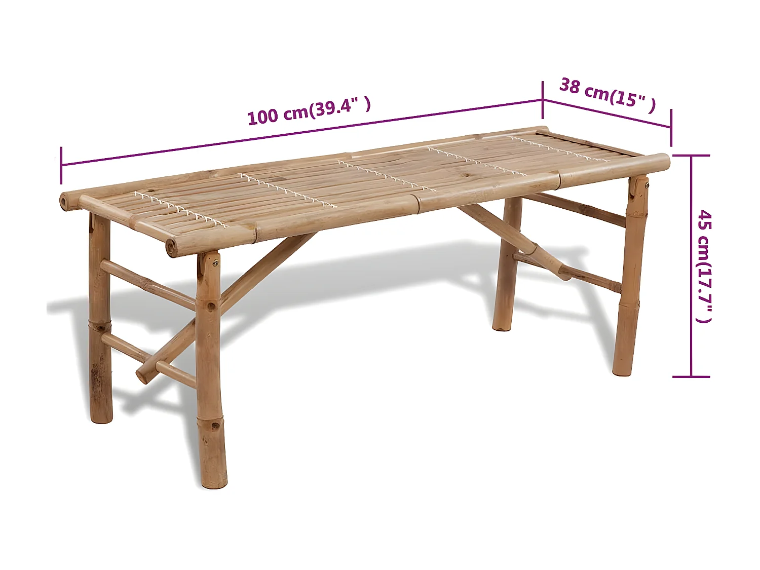 Table avec 2 bancs 100 cm Bambou
