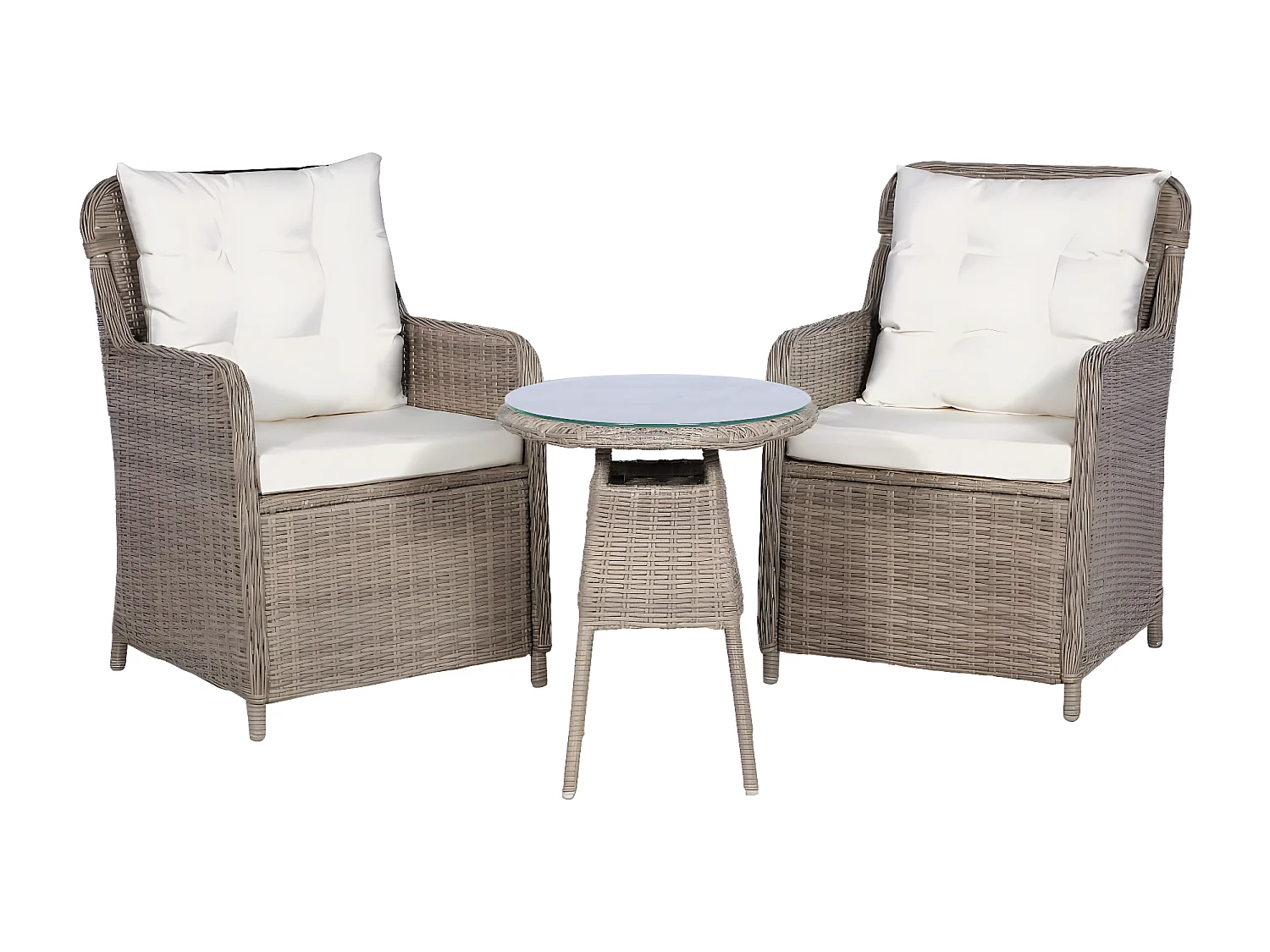 Ensemble bistro 3 pcs coussins oreillers Résine tressée Marron