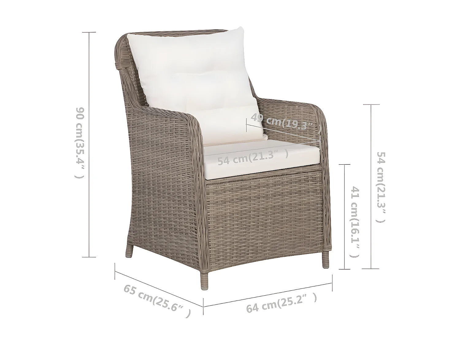 Ensemble bistro 3 pcs coussins oreillers Résine tressée Marron