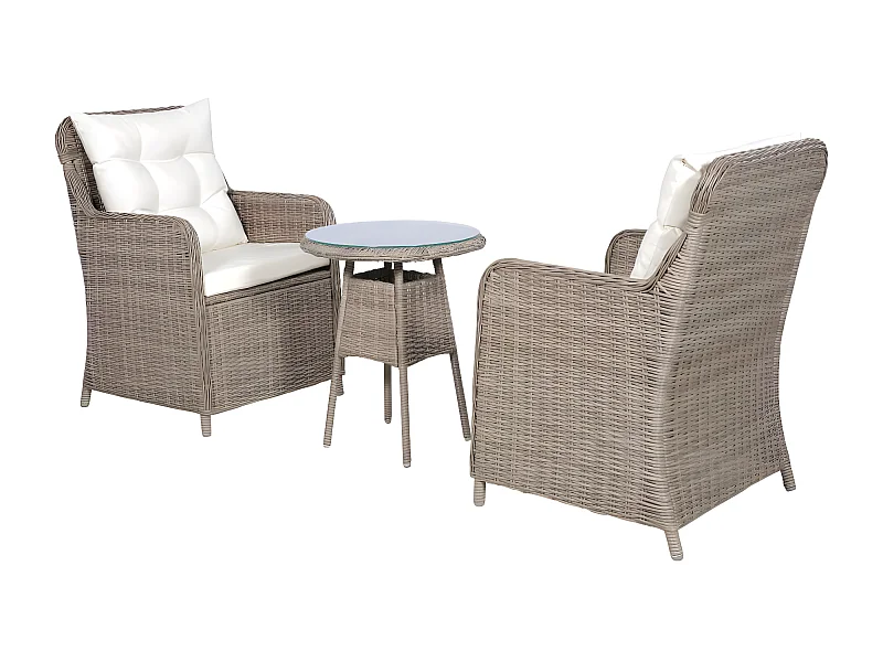 Set bistrot 3 pezzi cuscini e guanciali Resina intrecciata Marrone