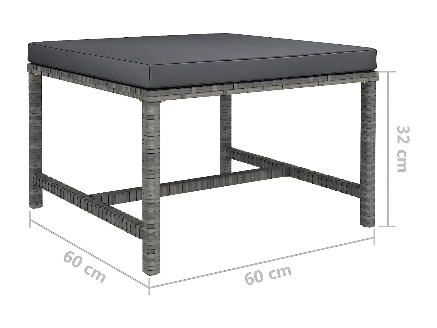 Salon de jardin 10 pcs avec coussins Résine tressée Gris