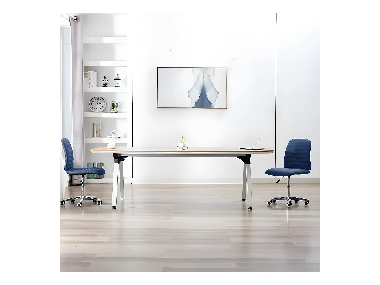 Eetkamerstoelen 2 stuks blauwe stof