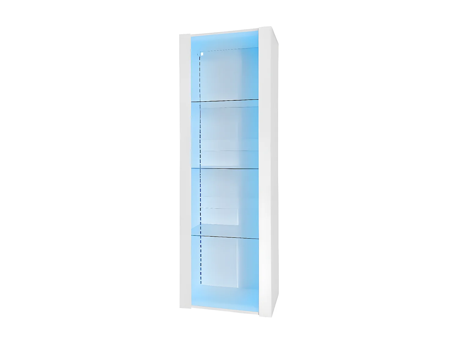Vitrine branca lacada brilhante com iluminação LED, 3 prateleiras de vidro, 55*38*166 cm