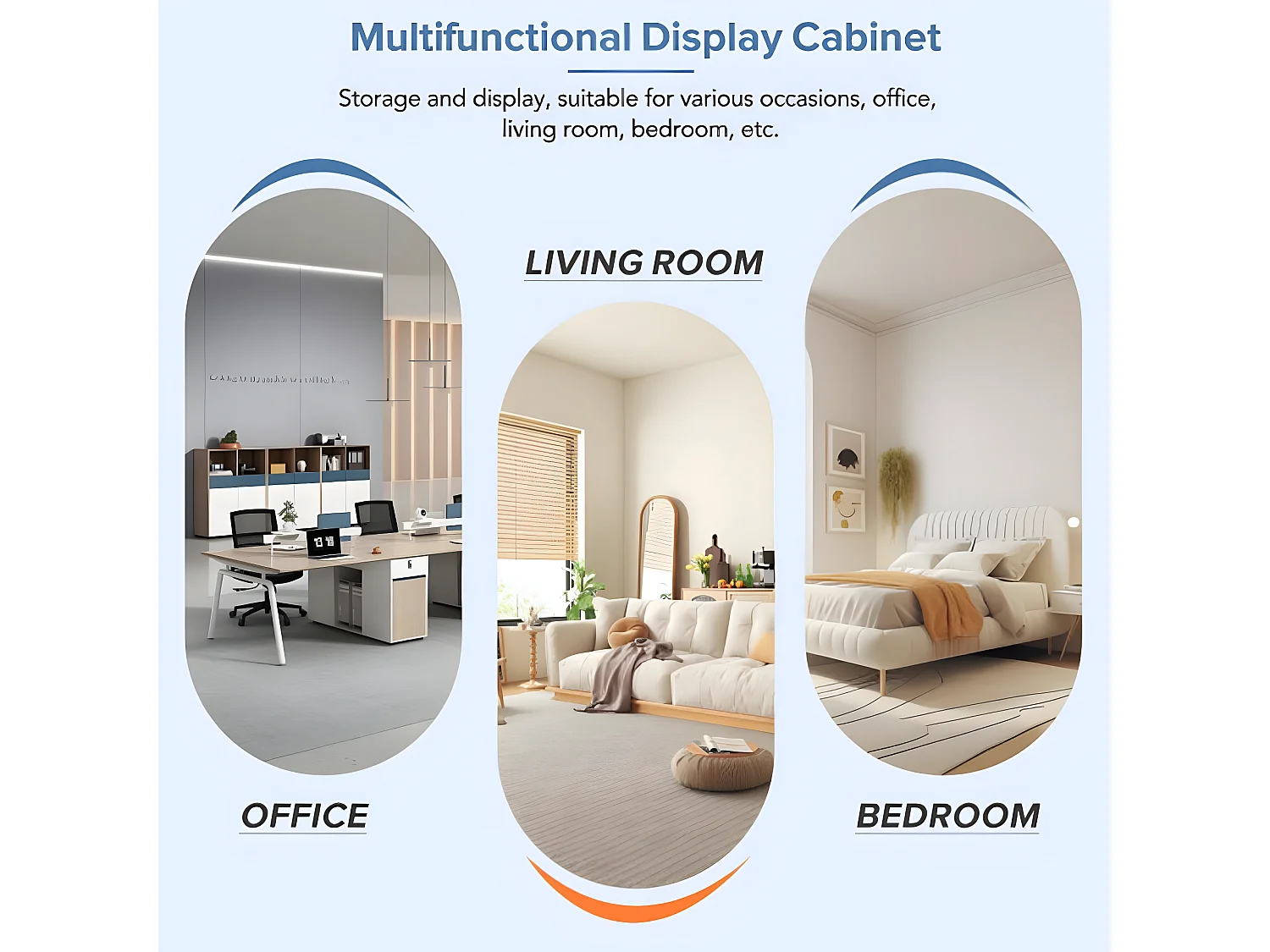 Vitrine branca lacada brilhante com iluminação LED, 3 prateleiras de vidro, 55*38*166 cm