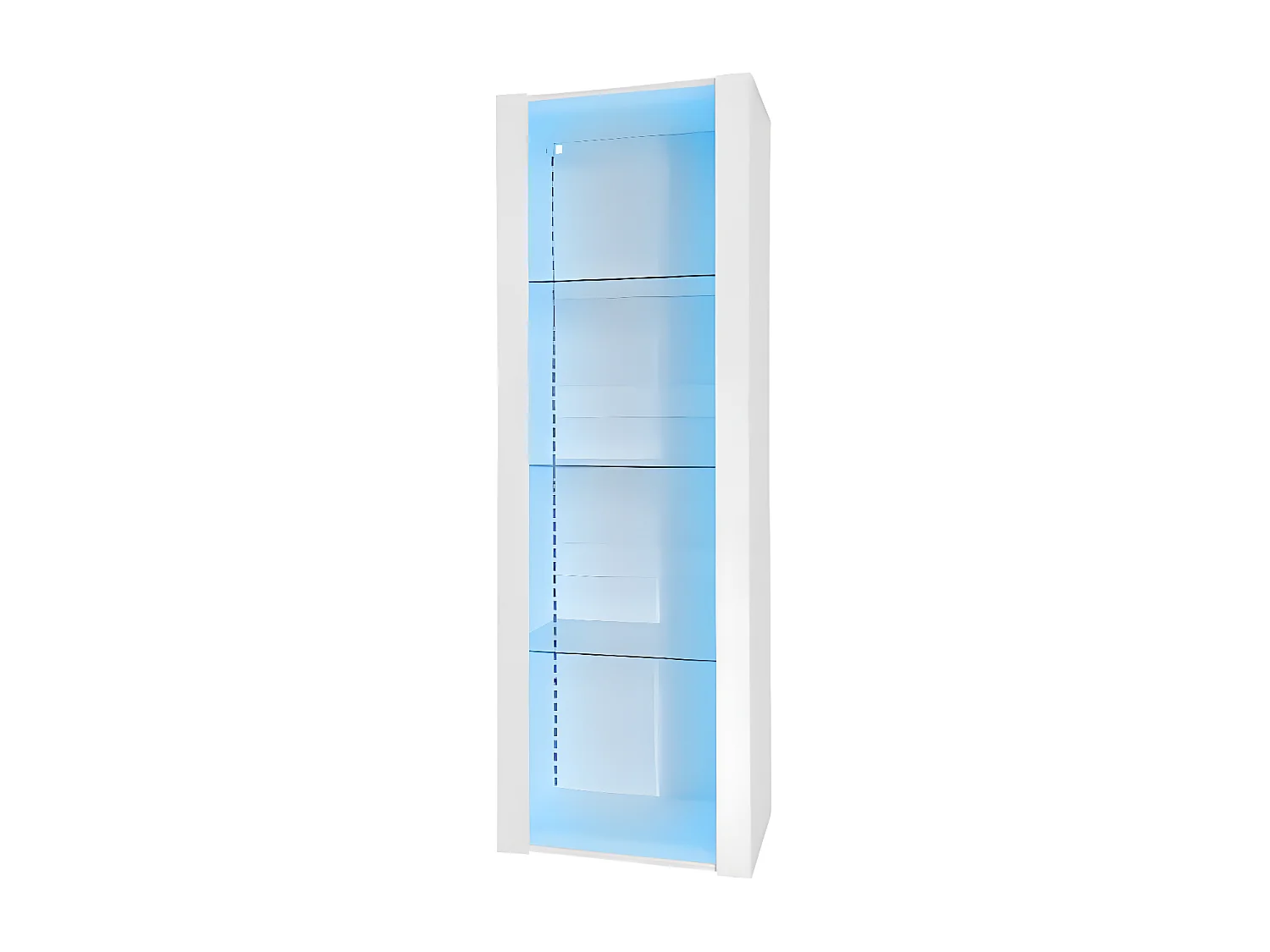 Hoogglans witte vitrinekast met LED-verlichting, 3 glazen planken, 55*38*166 cm