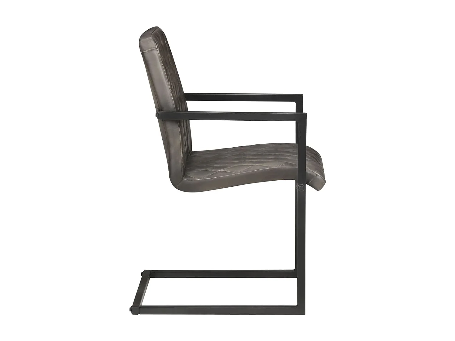 Sledestoel eetkamerstoelen set van 4 grijs echt leer