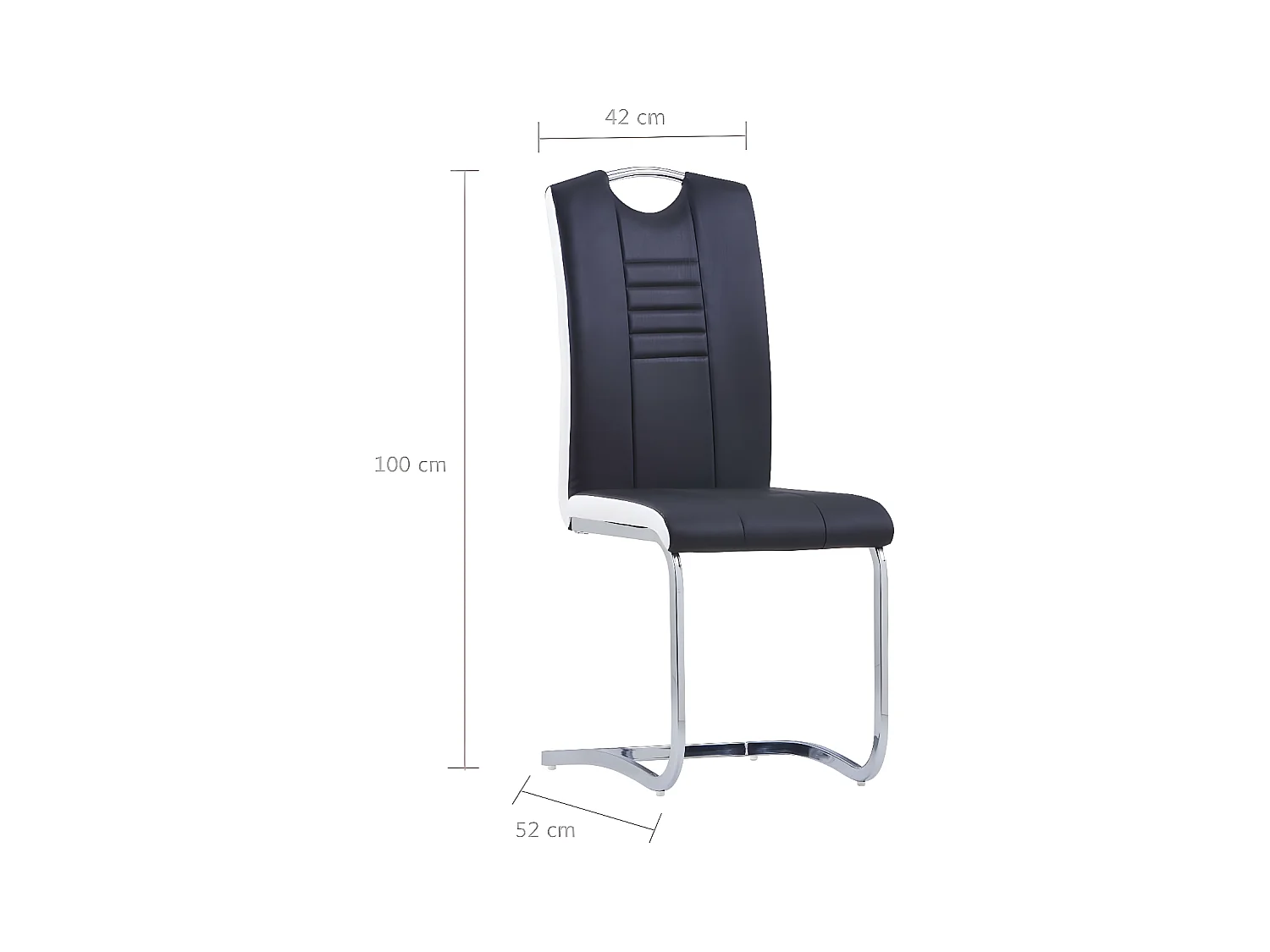 Chaises à manger cantilever lot de 4 noir similicuir