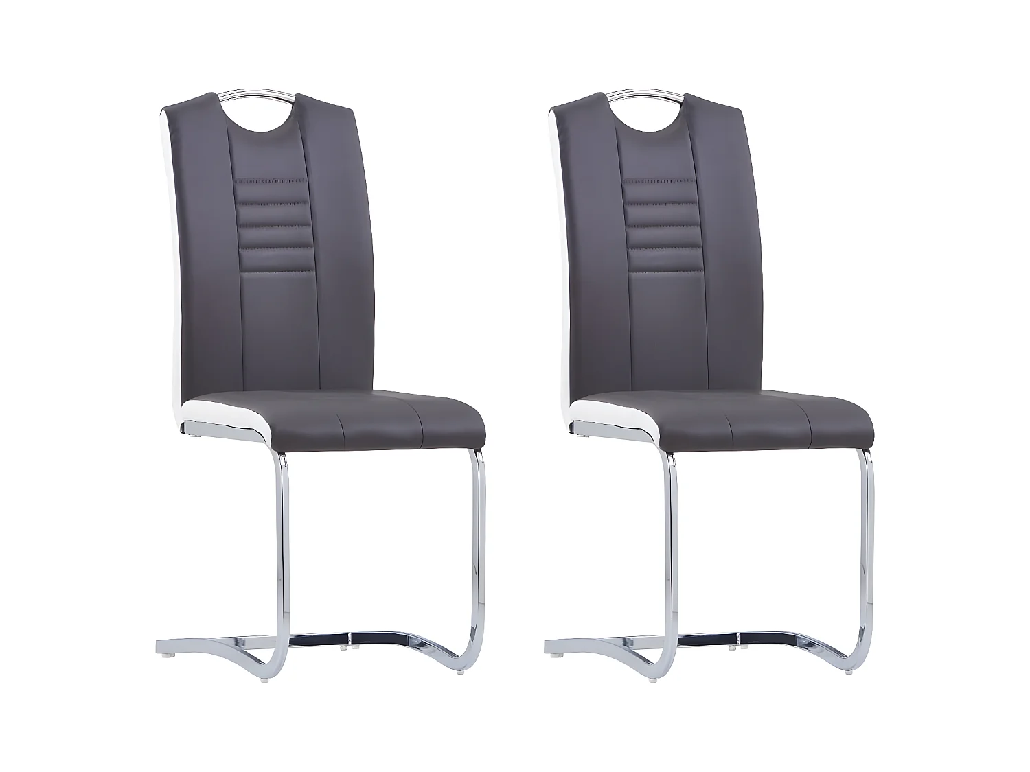 Chaises à manger cantilever lot de 2 gris similicuir