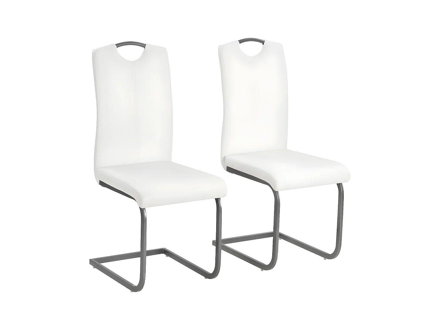 Sledestoel eetkamerstoelen set van 2 wit kunstleer