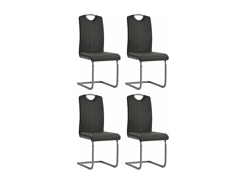 Set di 4 sedie da pranzo cantilever in ecopelle grigia