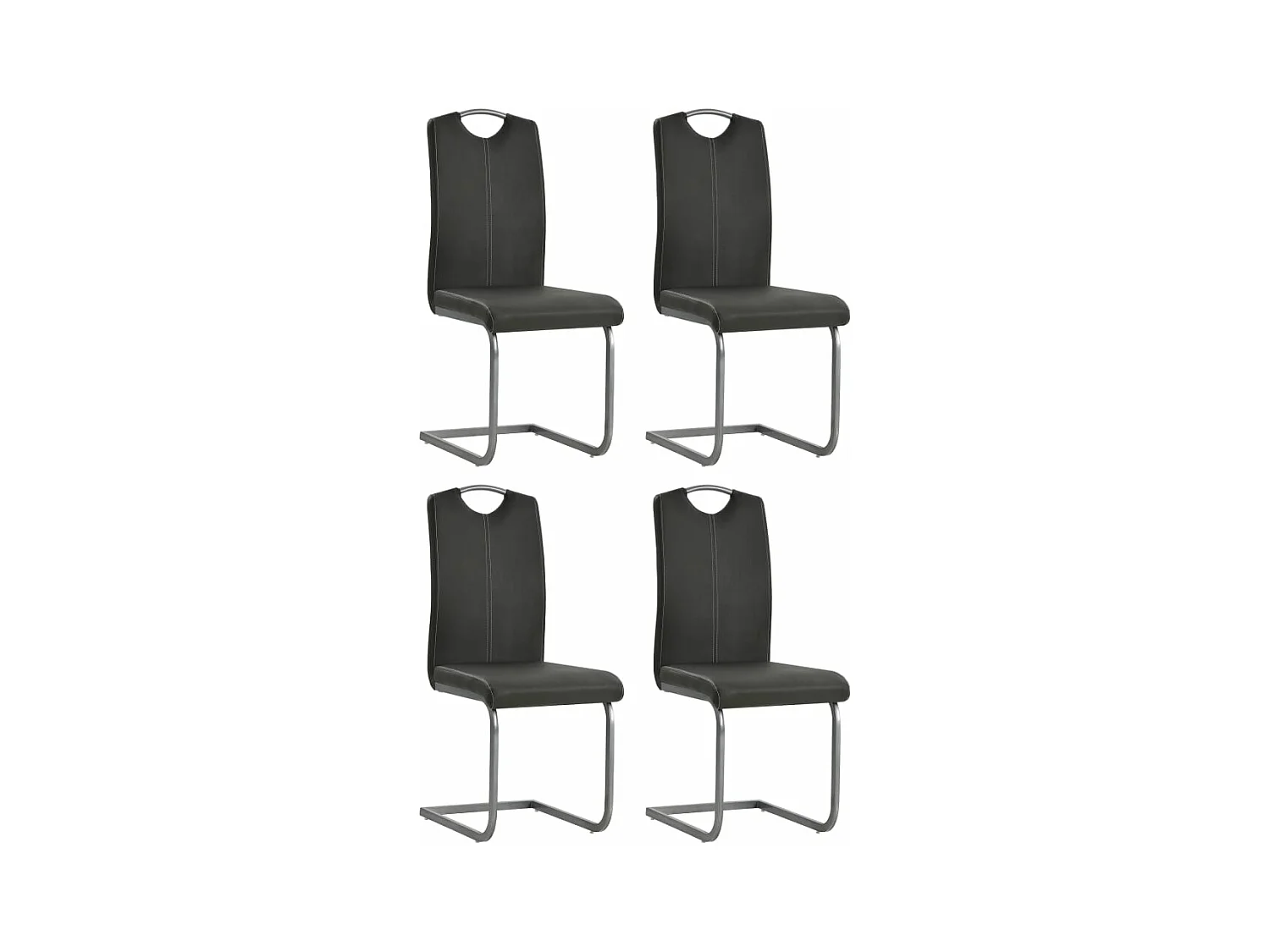 Chaises à manger cantilever lot de 4 gris similicuir