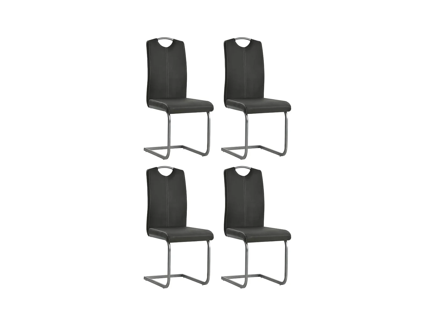 Sledestoel eetkamerstoelen set van 4 grijs kunstleer