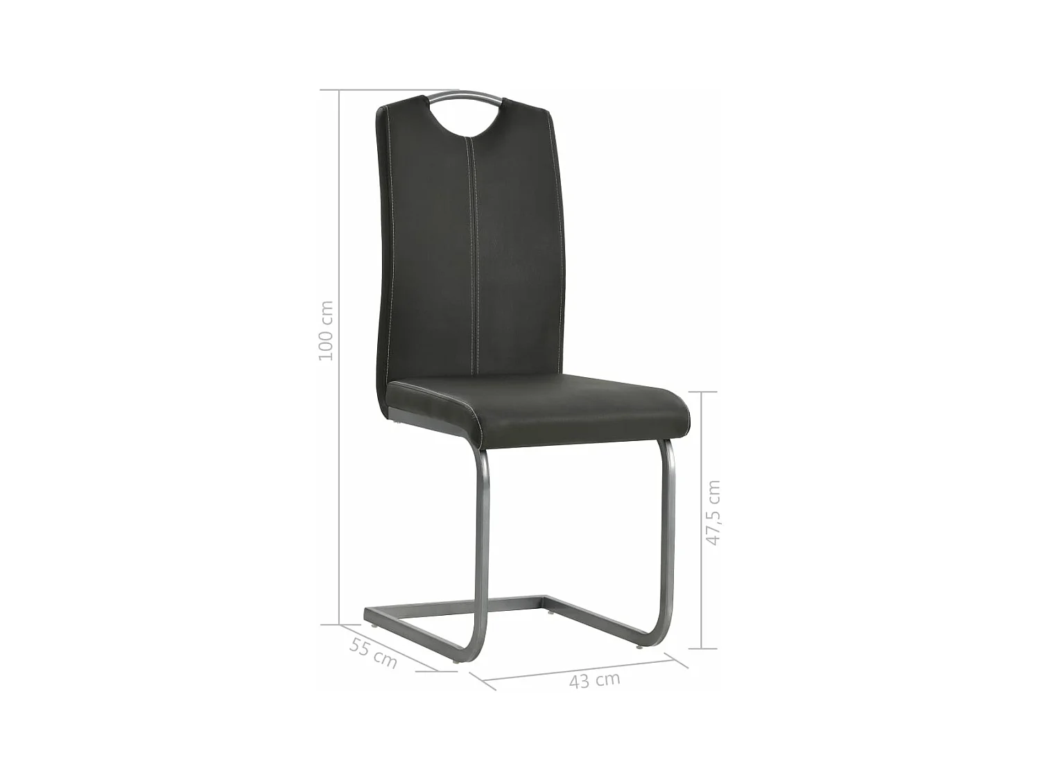 Sledestoel eetkamerstoelen set van 4 grijs kunstleer