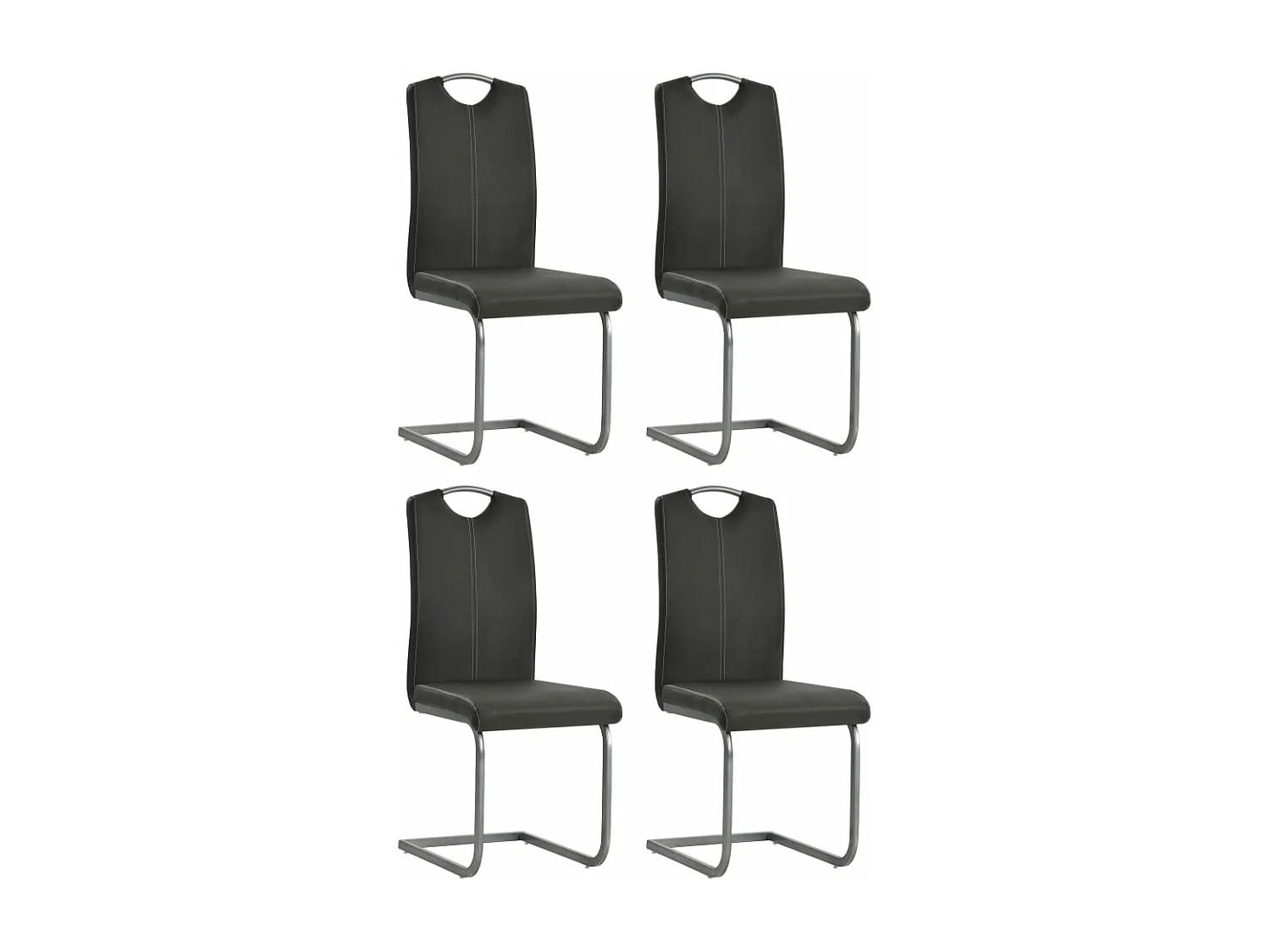 Chaises à manger cantilever lot de 4 gris similicuir