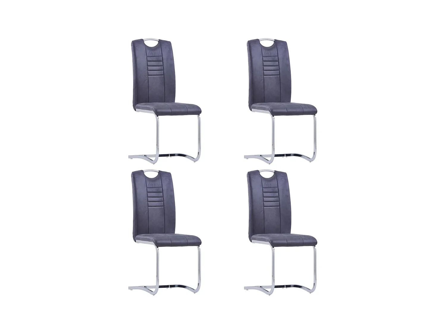Chaises à manger cantilever lot de 4 gris similicuir daim