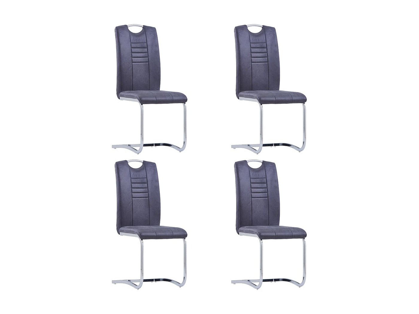 CLP Set 4 Sedie Da Pranzo Antibes In Ecopelle Grigio Chiaro – Imbottite Con Struttura Metallica E Protezioni Pavimento - 5
