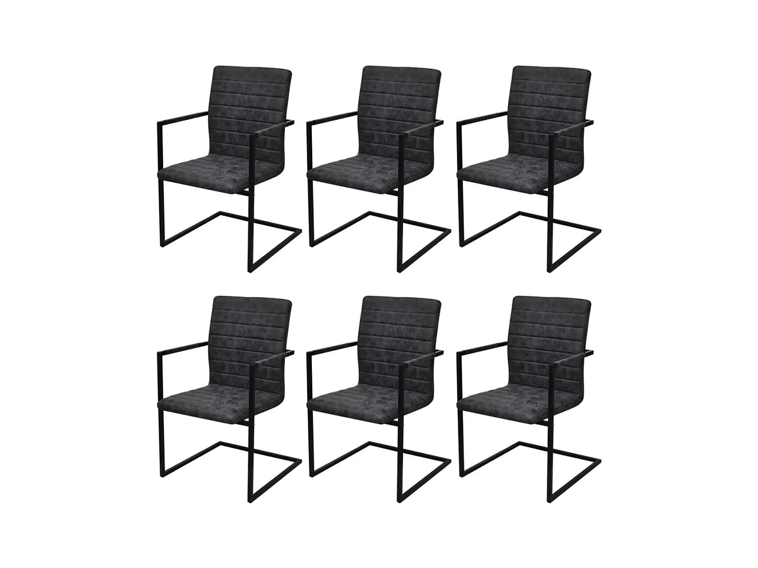 Chaises à manger cantilever lot de 6 noir similicuir