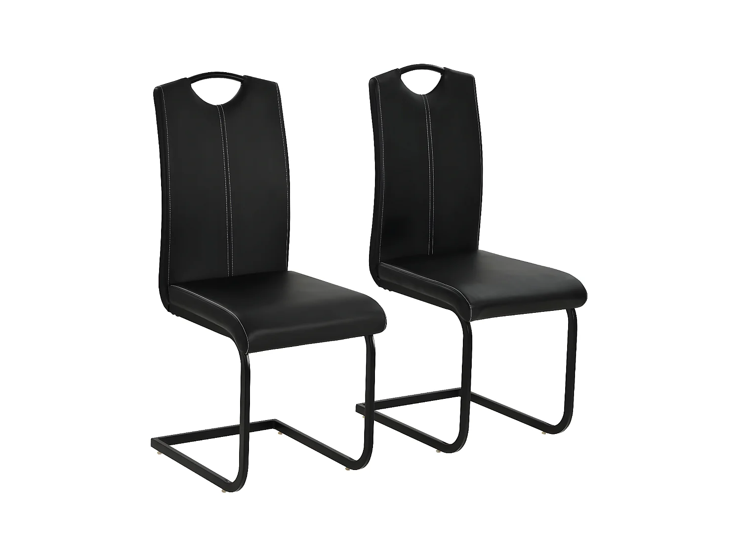Chaises à manger cantilever lot de 2 noir similicuir