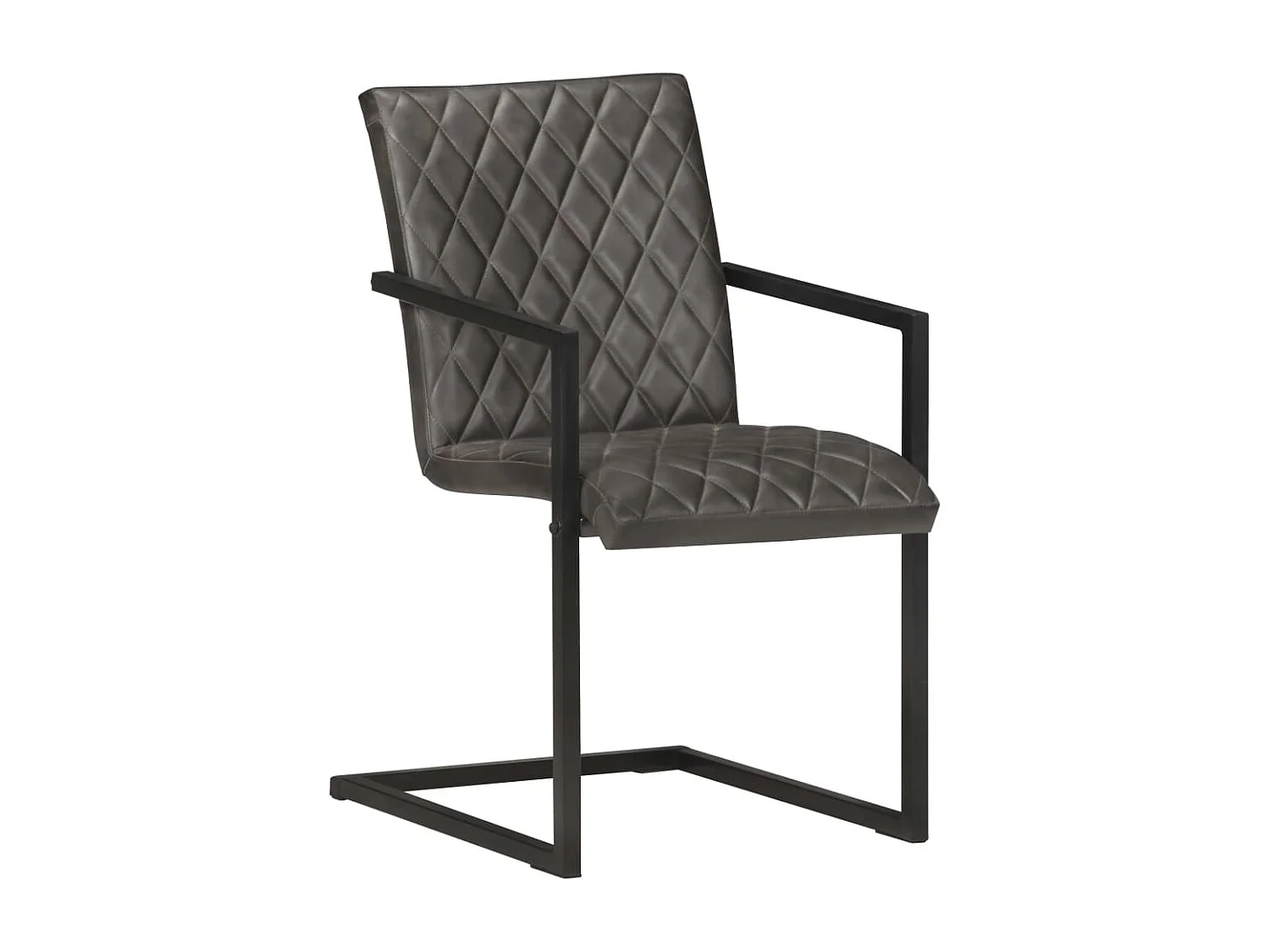 Chaises à manger cantilever lot de 2 gris cuir véritable