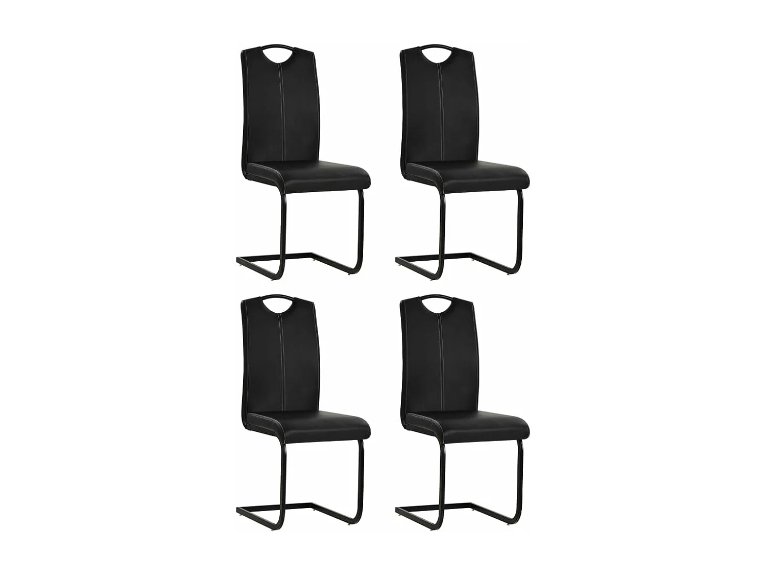 Chaises à manger cantilever lot de 4 noir similicuir