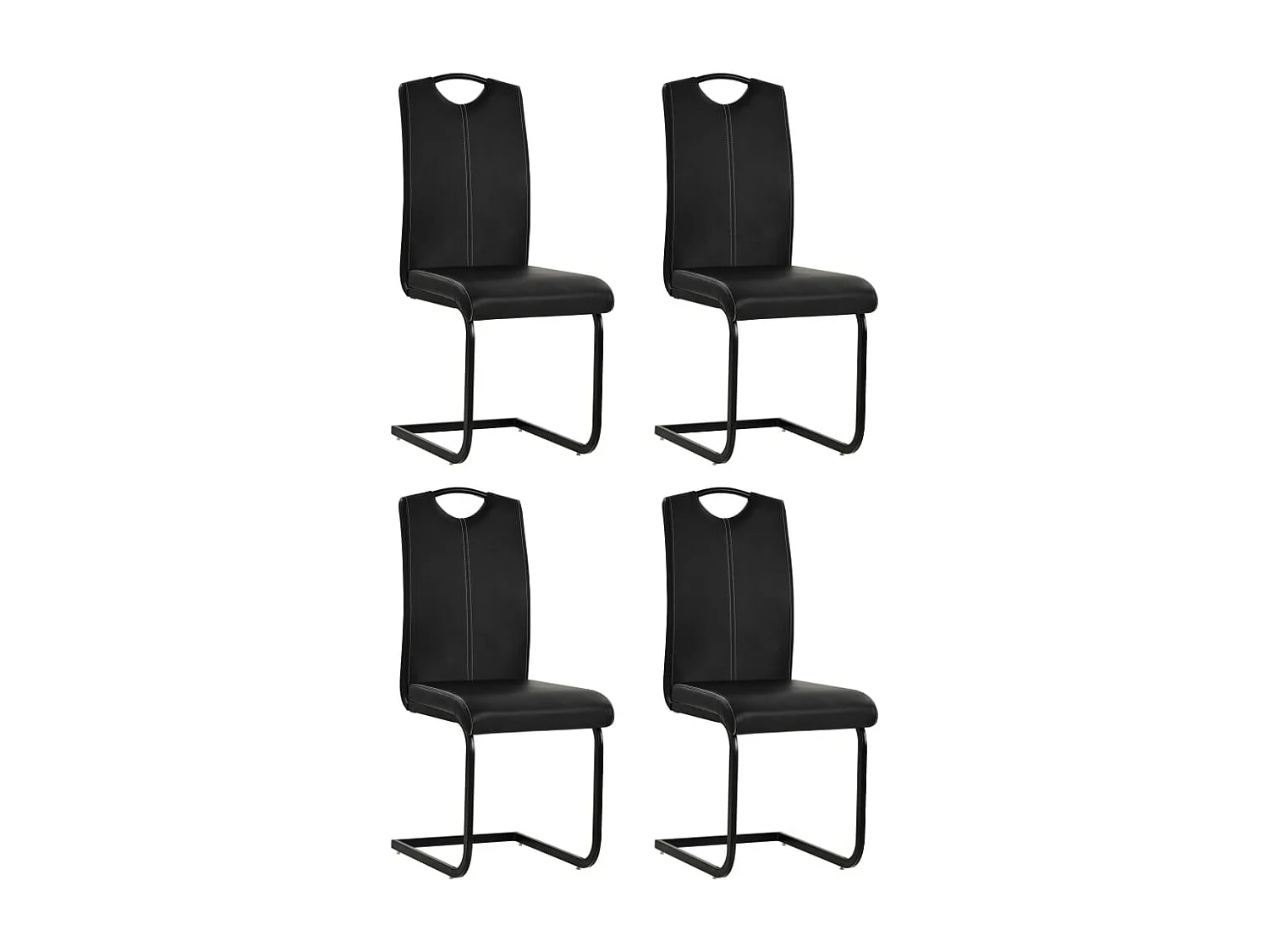 Chaises à manger cantilever lot de 4 noir similicuir