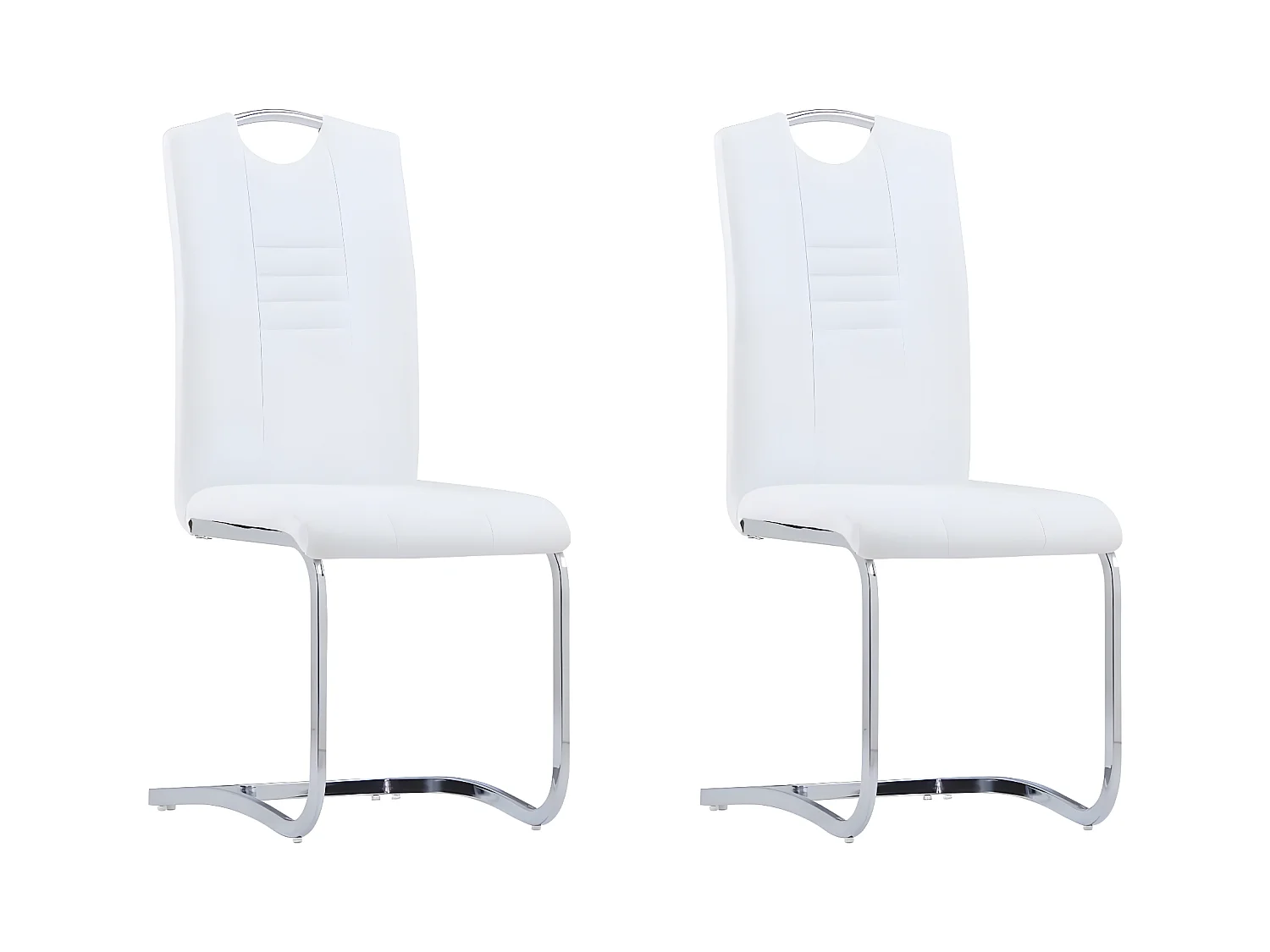 Chaises à manger cantilever lot de 2 blanc similicuir